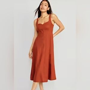 NWT Old Navy Fit & Flare Sleeveless Linen-Blend Midi Dress (Size Medium)